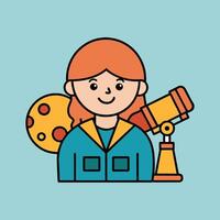 A cartoon image of a character looking through a telescope vector