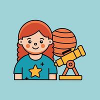 A cartoon image of a character looking through a telescope vector