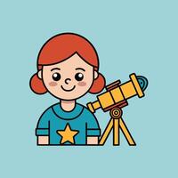 A cartoon image of a character looking through a telescope vector