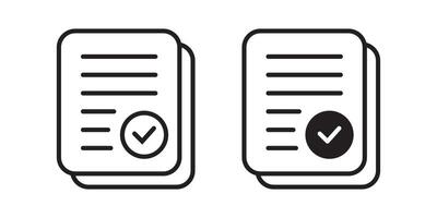 Document with Check mark icon. Compliance document icon in flat style. Approved process. Checkmark business concept. vector