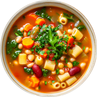 pasta with beans and vegetables in a bowl on a transparent background png