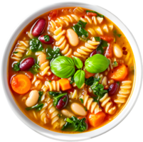 pasta with beans and vegetables in a bowl on a transparent background png