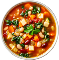 pasta with beans and vegetables in a bowl on a transparent background png