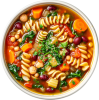 pasta with beans and vegetables in a bowl on a transparent background png