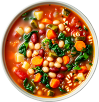 pasta with beans and vegetables in a bowl on a transparent background png