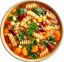pasta with beans and vegetables in a bowl on a transparent background png