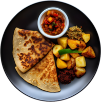 a plate with a plate of food and a tortilla png