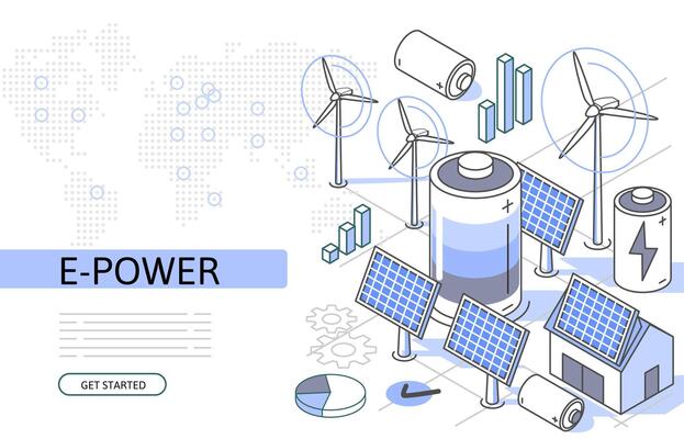 Clean energy Isometric Concept. Use for web page, banner, infographics. Flat illustration editable line. Renewable sources ecologically alternative energetics