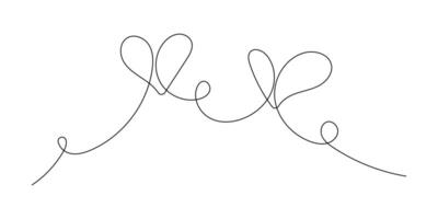 Heart shapes. Abstract one continuous drawing. Outlined and romantic symbol. Love sign. Template for greeting cards, web banner, posters. Simple linear pattern. Doodle style. Editable stroke. vector
