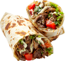 burrito with meat and vegetables on it png