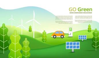 Premium about Energy from nature, landscape view on the landing page template vector