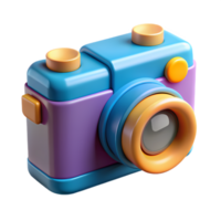 3d colorful camera illustration for creative projects, marketing, and branding. Perfect for websites, blogs, and social media. Vibrant design with modern aesthetic. png