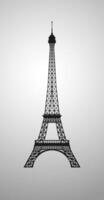 Eiffel tower digital image. Realistic silhouette. Symbol of Paris city. Isolated design. Black and white style vector