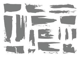 Grunge paint brushes texture set. Grey painting brush strokes element bundle. Creative hand drawn rough textured stroke collection. vector