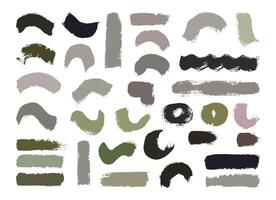 Abstract painting brushes design set. Curve, circle, wavy, and straight lines brush stroke bundle. vector