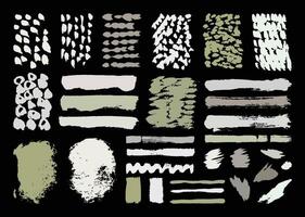 Abstract brush strokes element set. Paint brushes bundle. Grunge stroke templates. Rough textured hand drawn stroke. vector