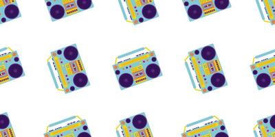 Aesthetics of the 90s, Seamless pattern with Retro magnet for cassettes. 2000s Elements. Modern flat style vector