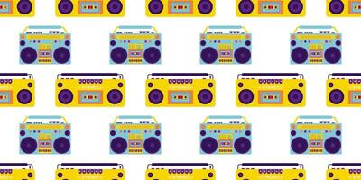 Aesthetics of the 90s, Seamless pattern with Retro magnet for cassettes. 2000s Elements. Modern flat style vector
