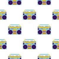 Aesthetics of the 90s, Seamless pattern with Retro magnet for cassettes. 2000s Elements. Modern flat style vector