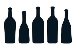 Wine bottles silhouettes isolated on white background vector