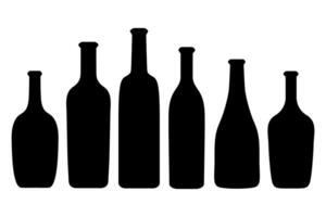 Wine bottles silhouettes isolated on white background vector