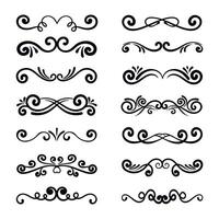Decorative swirls and text dividers collection. Wedding ornamental design elements vector