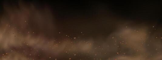 background of a sand explosion with dirt and cloud smoke. Brown sandstorm splash and dirty ground with a textured wind effect.Yellow flying particles and stone. vector