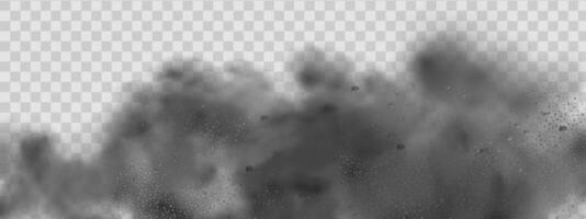 background of a sand explosion with dirt and cloud smoke. Brown sandstorm splash and dirty ground with a textured wind effect.Yellow flying particles and stone. vector