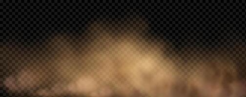 background of a sand explosion with dirt and cloud smoke. Brown sandstorm splash and dirty ground with a textured wind effect.Yellow flying particles and stone. vector