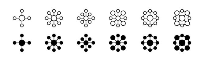 Molecule icon set. Line and glyph atom symbol. Molecule symbol vector