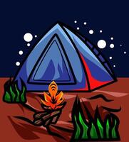 Camping fire at night vector