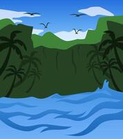 River side mountain view vector