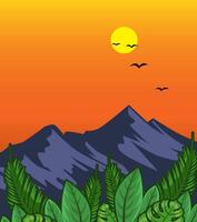 Sunset Mountain view vector
