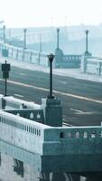 Old empty bridge on a foggy day video