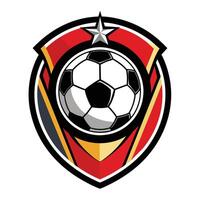 Red And Black Soccer Shield With Star vector