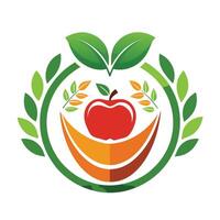 Colorful Apple and Leaf Design With a Green Circle vector