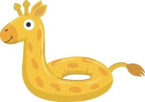 Inflatable swimming circle Orange giraffe. The image of a rubber giraffe is designed for safe bathing and relaxation of children in the pool and on the beach. Marine illustration. vector