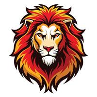 Fiery Red And Yellow Lion Head Illustration vector