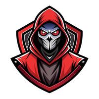 Red Hooded Skull Esport Logo vector