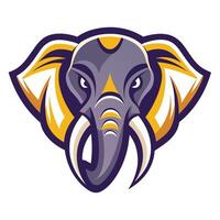 Purple And Yellow Cartoon Elephant Head Mascot Design vector