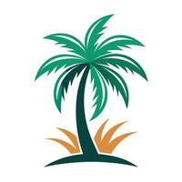 Green Palm Tree on White Background Illustration vector