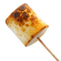 Perfectly toasted marshmallow on a stick, ready for mores or a sweet treat photo