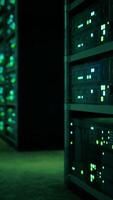 data center with multiple rows of fully operational server racks video