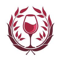Wine Glass Surrounded by Red Leaves on White Background vector