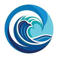 Abstract Blue Ocean Wave Design in Circular Frame vector