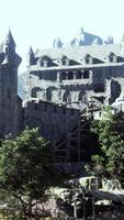 Aerial view of medieval castle with inner and outer courtyard video