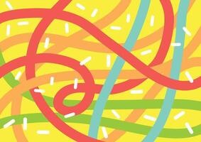 Abstract colorful lines and sprinkles on yellow background vector