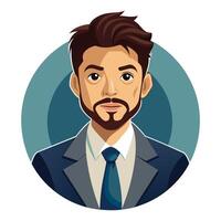 Cartoon Illustration of a Man in a Suit and Tie Looking Directly at the Viewer vector