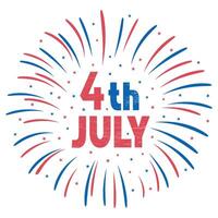 Fourth of July banner. American Independence Day. 4th of July design. Greeting card and poster design with fireworks in colours of US flag on white background vector