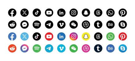 Set of social media icons. Popular social media logo collection. vector